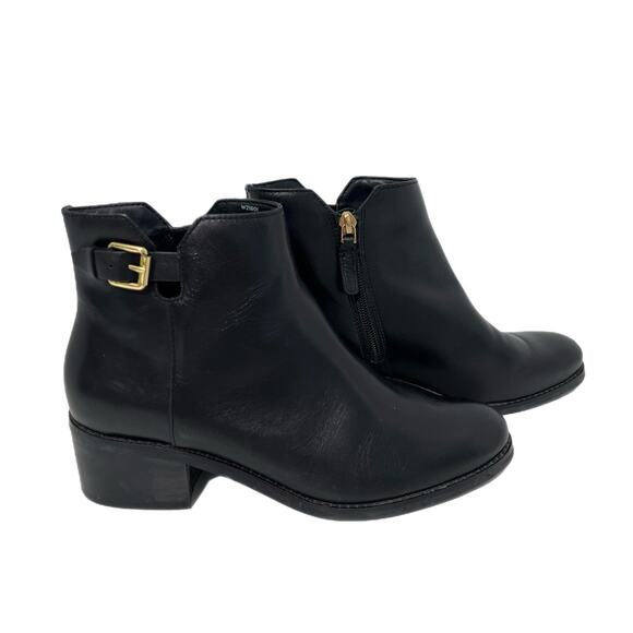 Cole Haan Shoes - Cole Haan Womens Haisley Ankle Booties Size 7.5 B Black Leather Buckle Zip